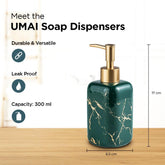 UMAI Liquid Soap Dispenser | Stoneware | Bathroom Sanitizer, Lotion, Shampoo Dispenser | Ceramic Handwash Bottle for Kitchen | Soap Dispenser for Wash Basin | Bathroom Accessories | 300 ml (Black)